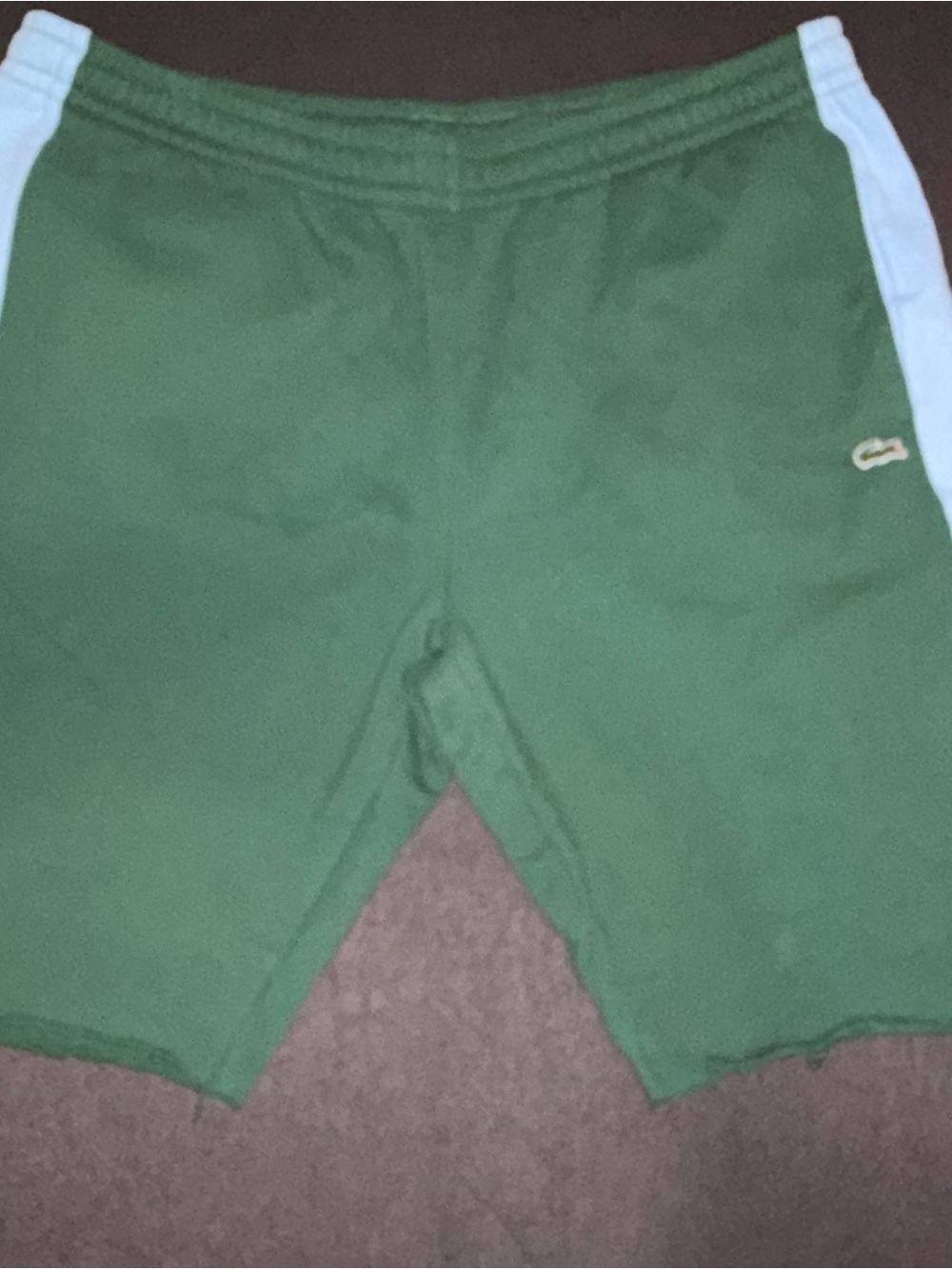 Lacoste Green Athletic Shorts with White Side Stripes
